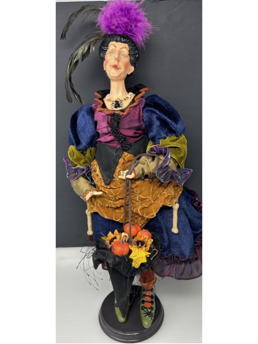 Whimsical Witch Table Top Decoration 22” Tall Halloween Fall Spiders Bones Fun